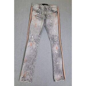 Jordan Craig Legacy Jeans Mens 30x32 (31x31) Gray Orange Spatter Stretch Stripe‎